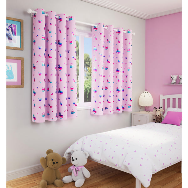 Charm Metallic Print Kids Room Darkening Readymade Curtain