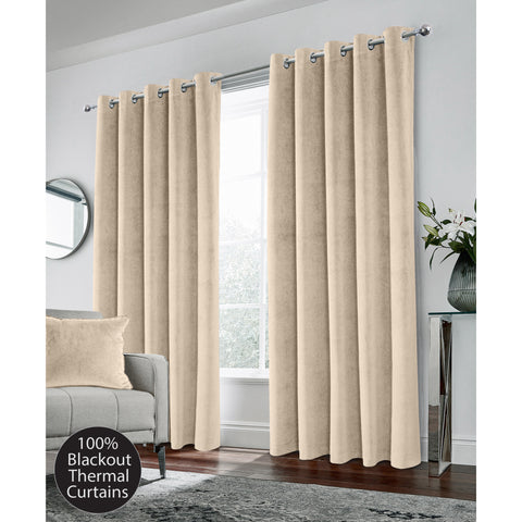 Hampton Blackout Velvet Curtain Cream