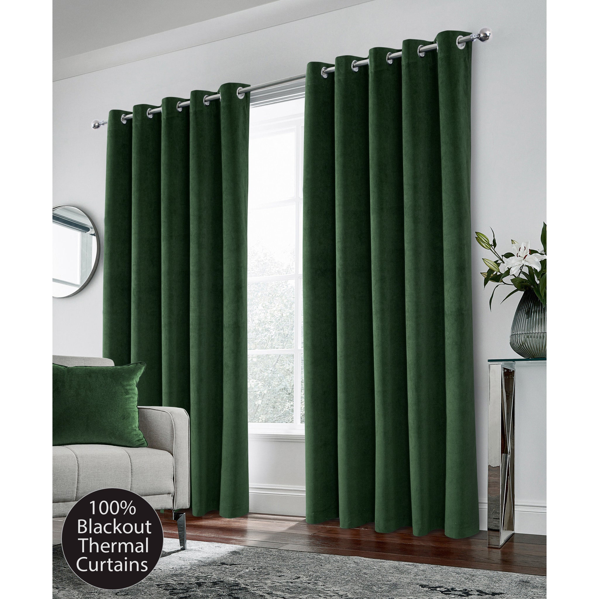 Hampton Blackout Velvet Curtain Green