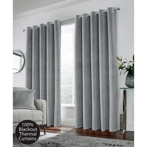 Hampton Blackout Velvet Curtain Grey