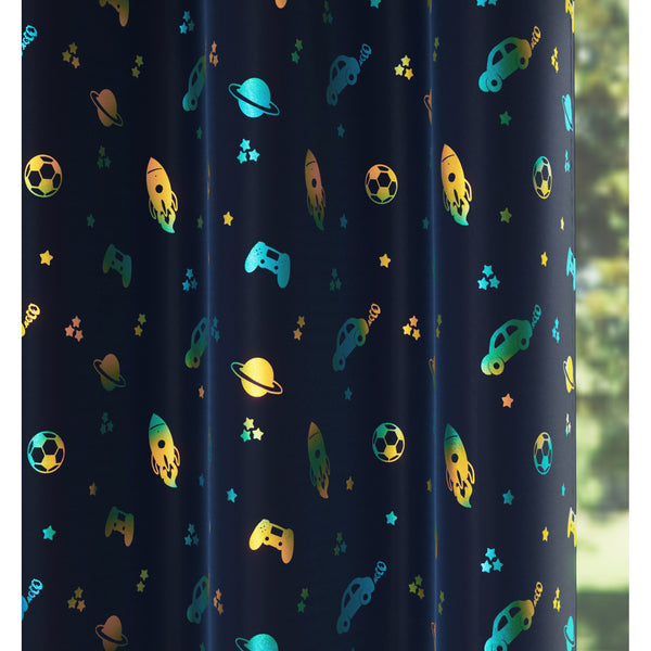 Infinity Metallic Print Kids Readymade Curtain