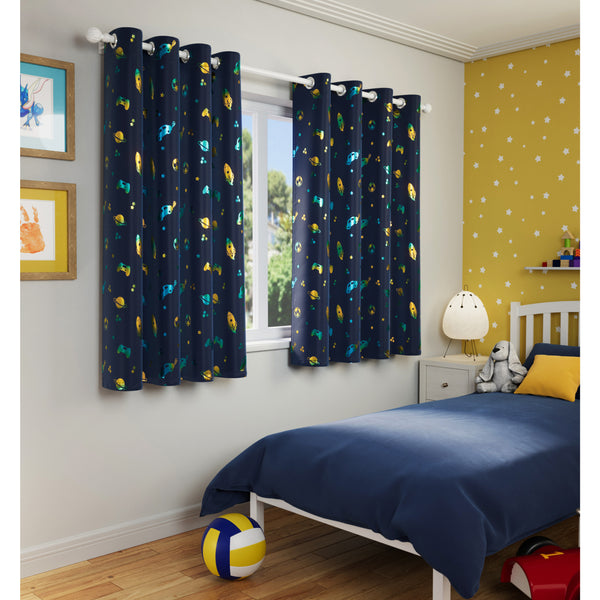 Infinity Metallic Print Kids Readymade Curtain