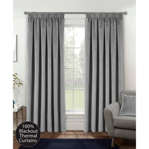 Oxford Blackout Velvet Curtain Grey