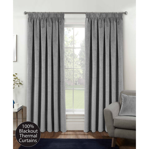 Oxford Blackout Velvet Curtain Grey