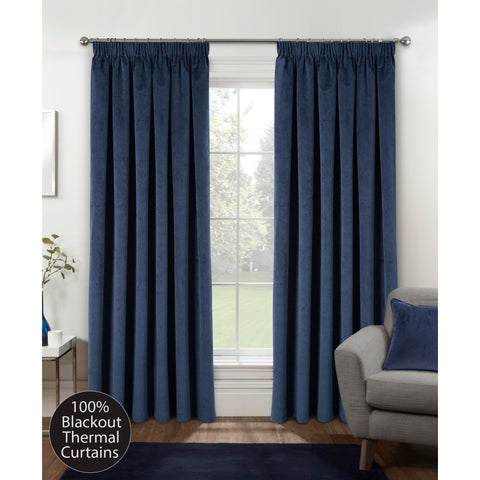 Oxford Blackout Velvet Curtain Navy